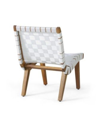 Streamdale Outdoor Acacia Wood and Rope Weave 3 Piece Chat Set, White and Teak