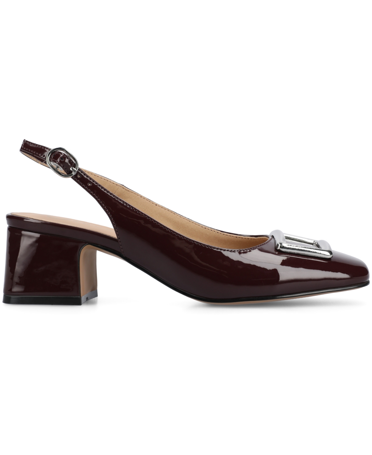 Journee Collection Women's Everlee Square Toe Slingback Pumps In Burgundy