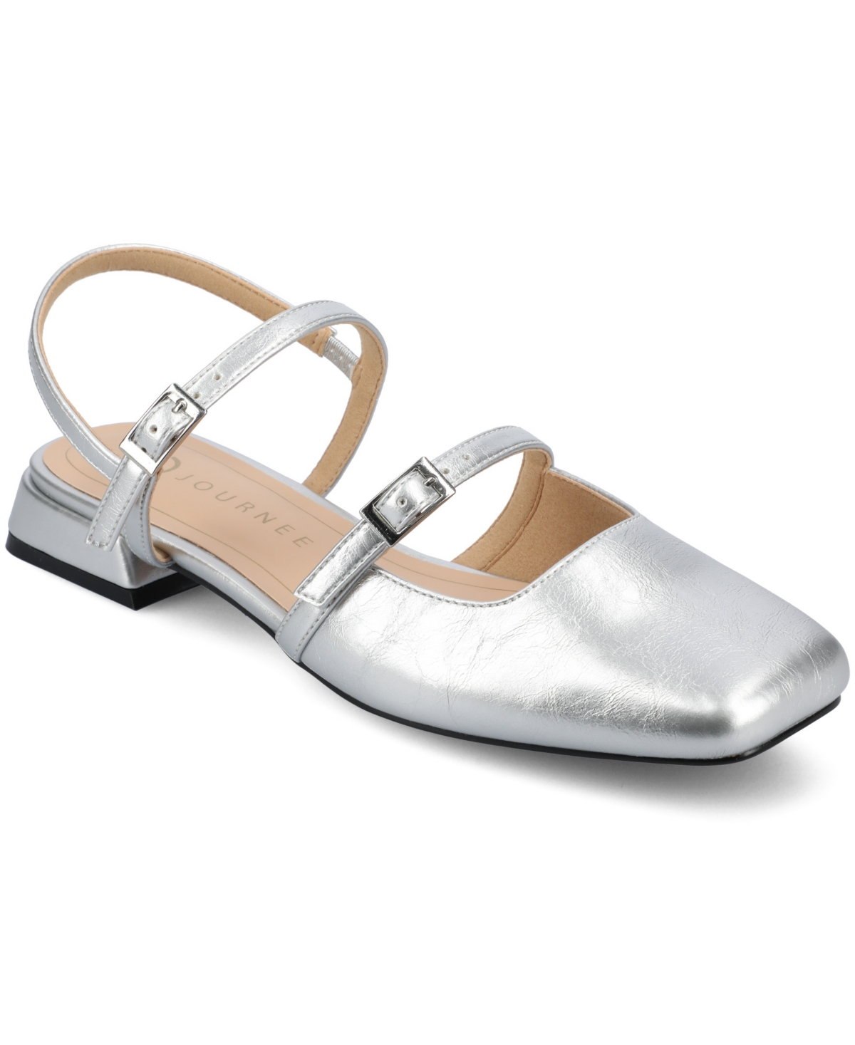 Journee Collection Women's Gretchenn Multi Strap Mary Jane Flats In Silver