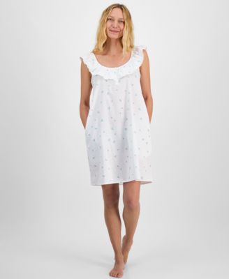 Charter Club - Women's Cotton Clip-Dot Ruffled Chemise