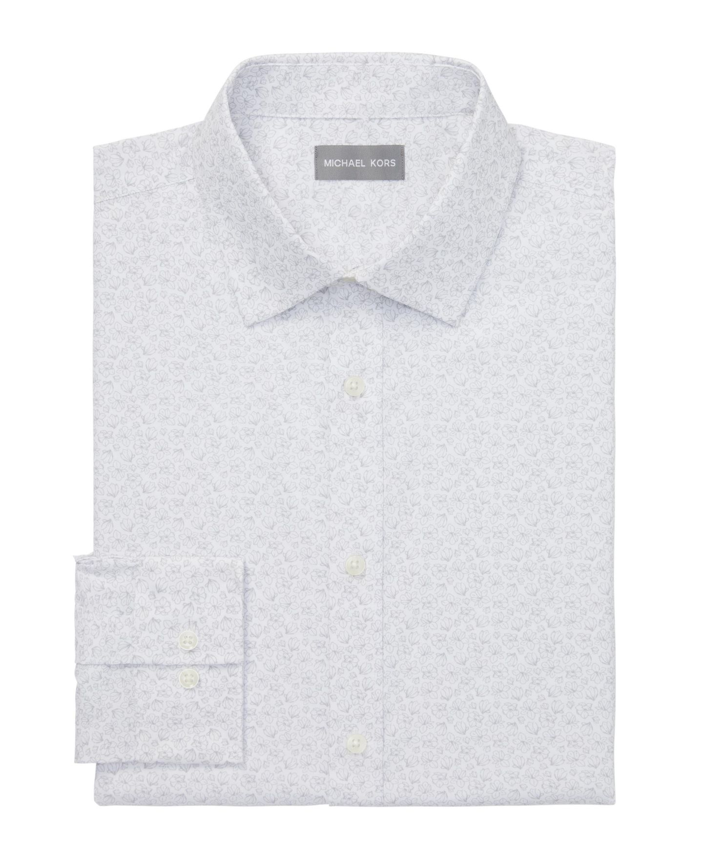 Мужская рубашка Michael Kors Eco Passport Stretch Untucked Slim Fit Dress Shirt, цвет: Серый — фото 6