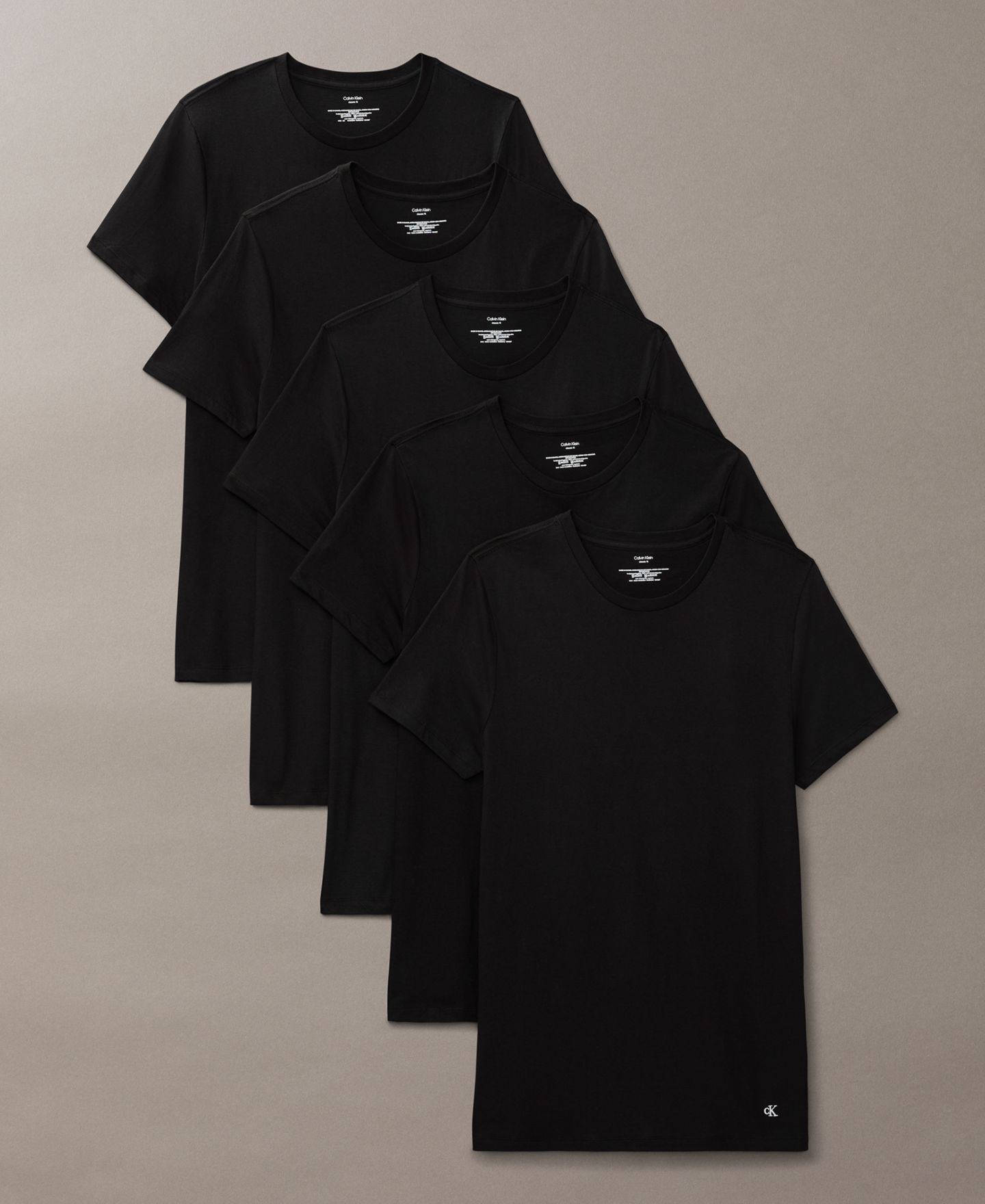 Мужские футболки Calvin Klein 5-Pack Cotton Classics Crewneck T-Shirts, цвет: Чёрный — фото 1