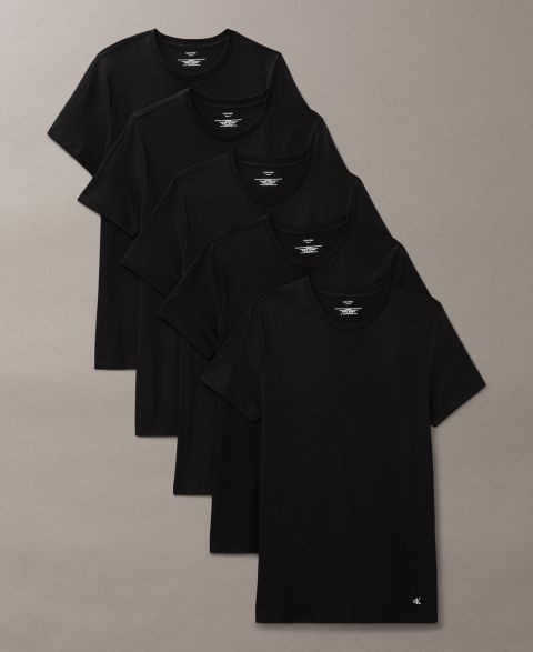 Мужские футболки Calvin Klein 5-Pack Cotton Classics Crewneck T-Shirts, цвет: Чёрный