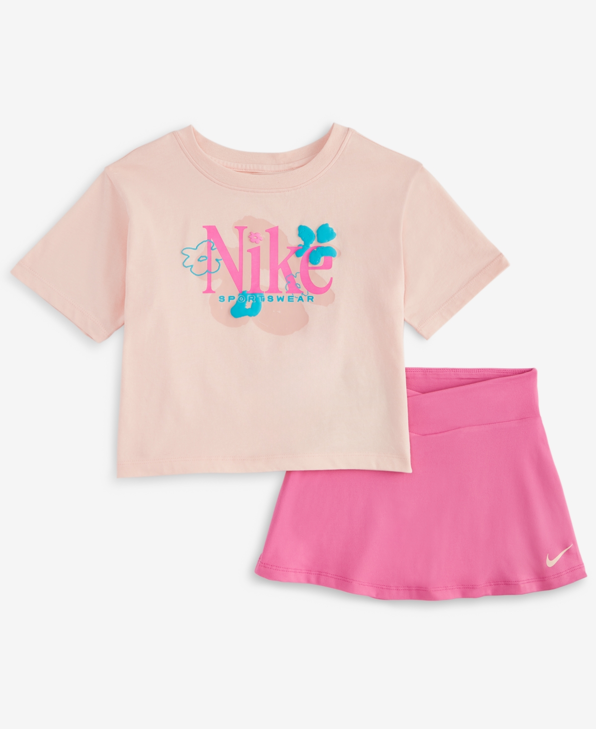 Nike Little Girls Dri-fit Wild Flower T-shirt & Scooter, 2 Piece Set