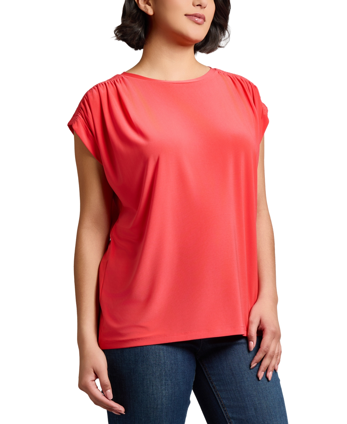 Jones New York Shirred Extended Shoulder Top