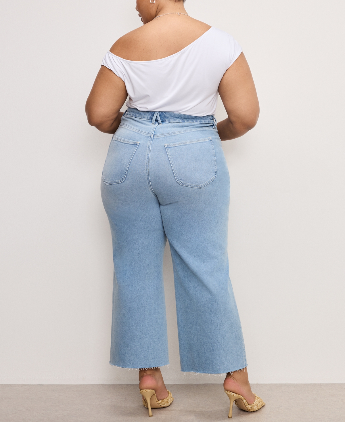Good American Women's Good Waist Palazzo Crop Light Compression Jeans In Indigo862