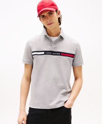 Tommy Hilfiger - Men's Short Sleeve Embroidered Chest Stripe Polo Shirt