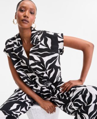 Women's Printed Short-Sleeve Surplice Blouse, Exclusively at Macy's