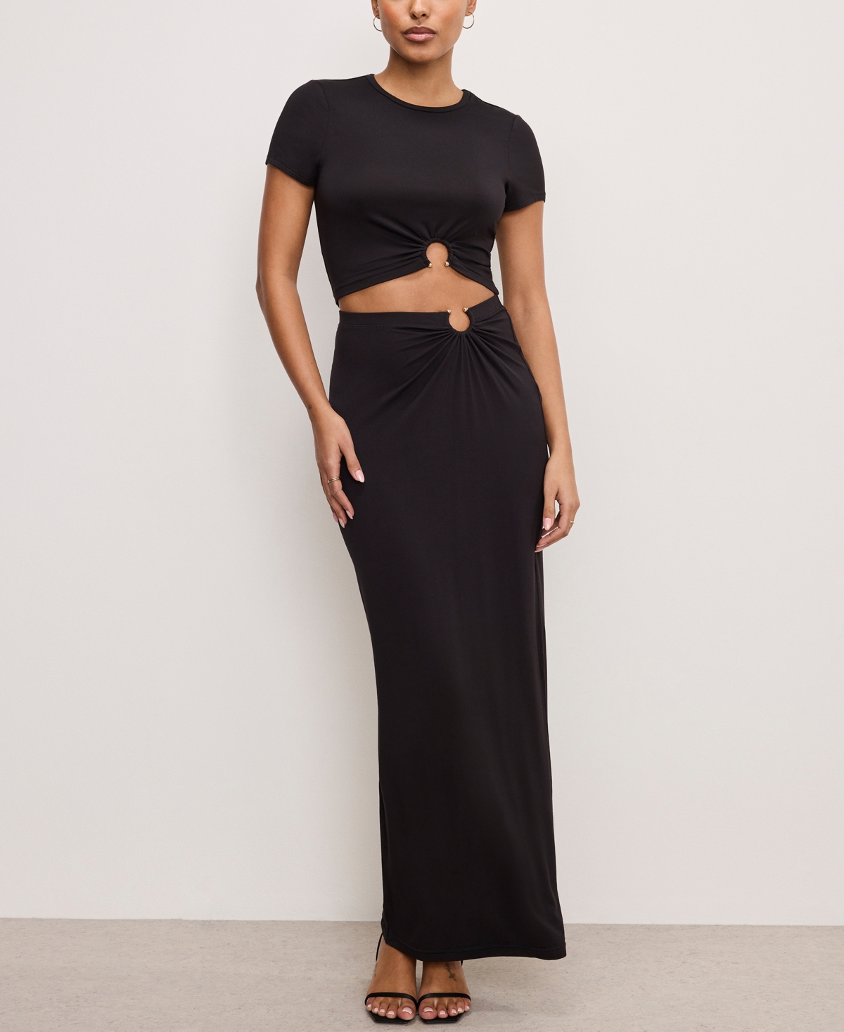 Shop Good American Women's Stretch Jersey Maxi Skirt In Black001