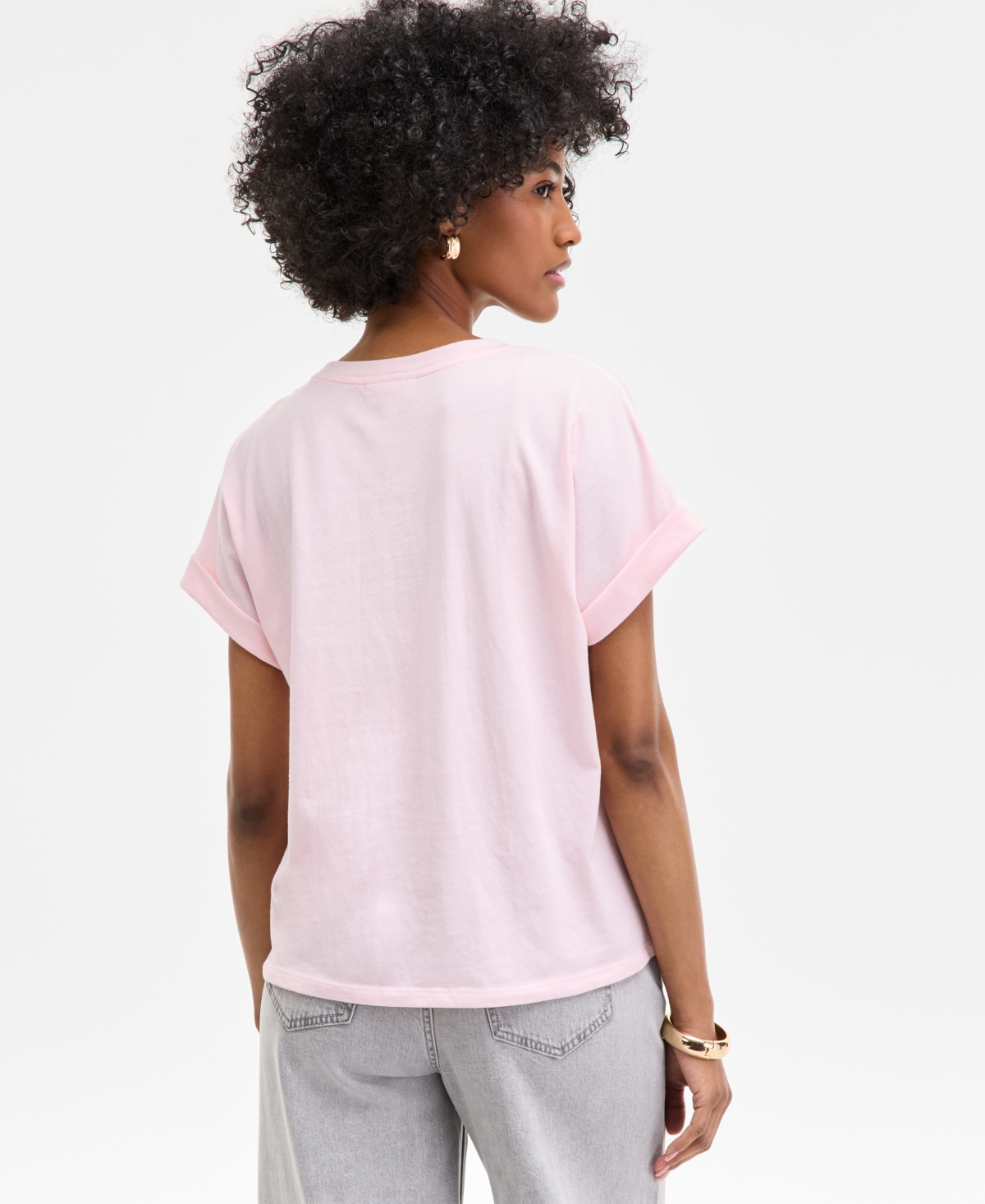 Shop On 34th Women's Cuffed Dolman-sleeve Pompelmo T-shirt, Exclusively At Macy's