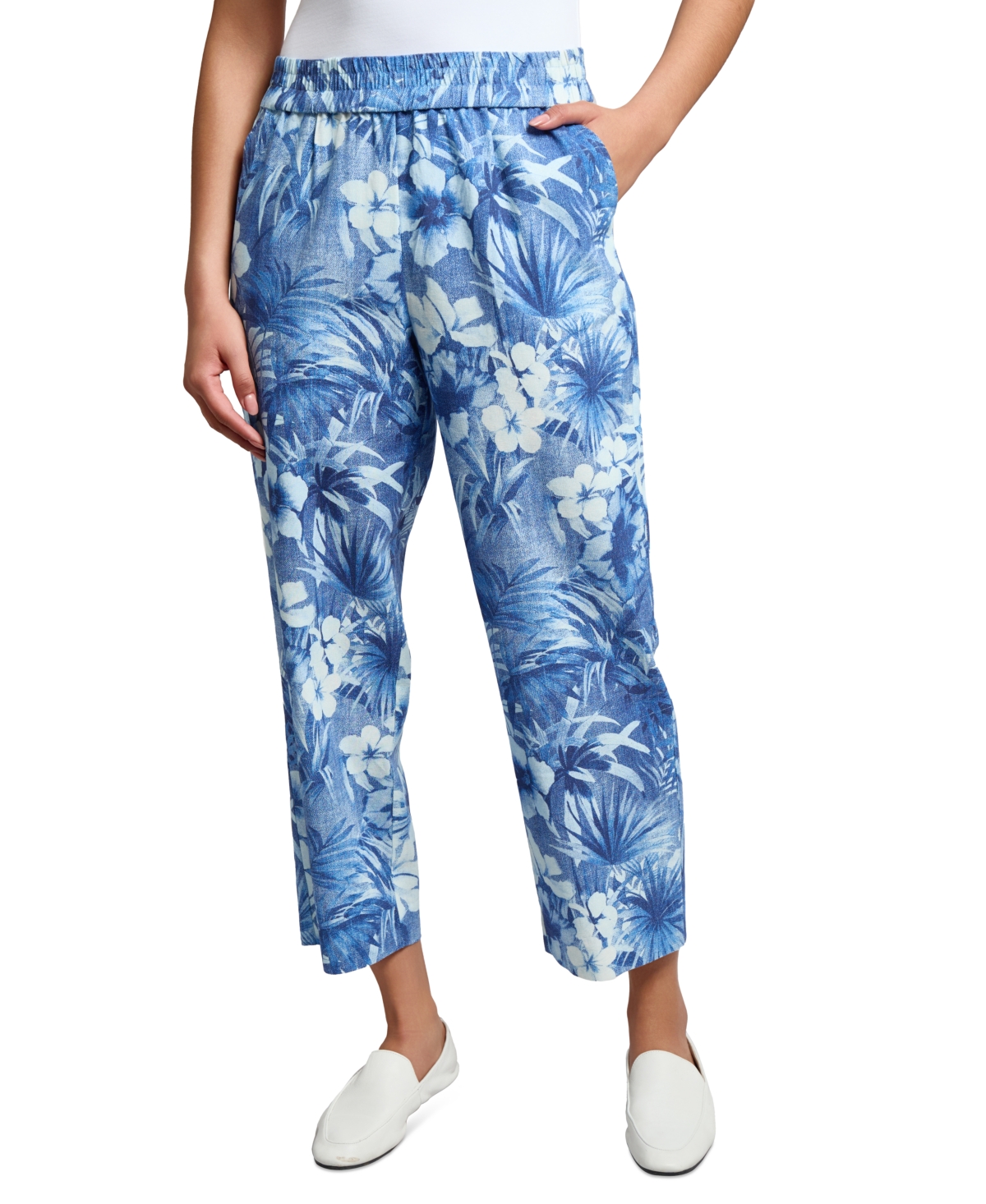 Jones New York Women's Printed Cropped Pull-on Pants