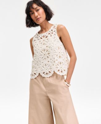 Women's Sequin Crochet Scallop-Hem Tank, Exclusively at Macy's