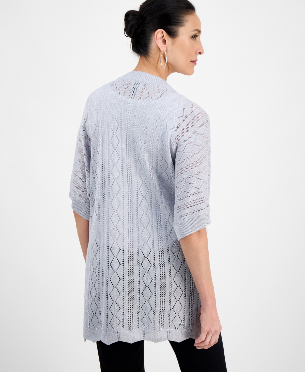 Jm Collection Women's Lurex Open-front Short-sleeve Cardigan, Exclusively At Macy's