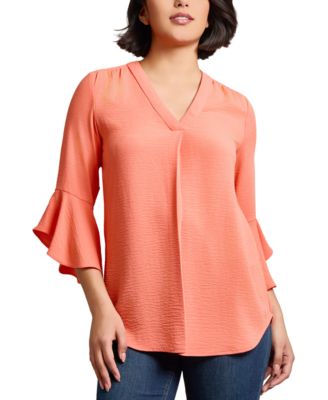 Jones New York - Women's V-Neck Bell-Sleeve Blouse