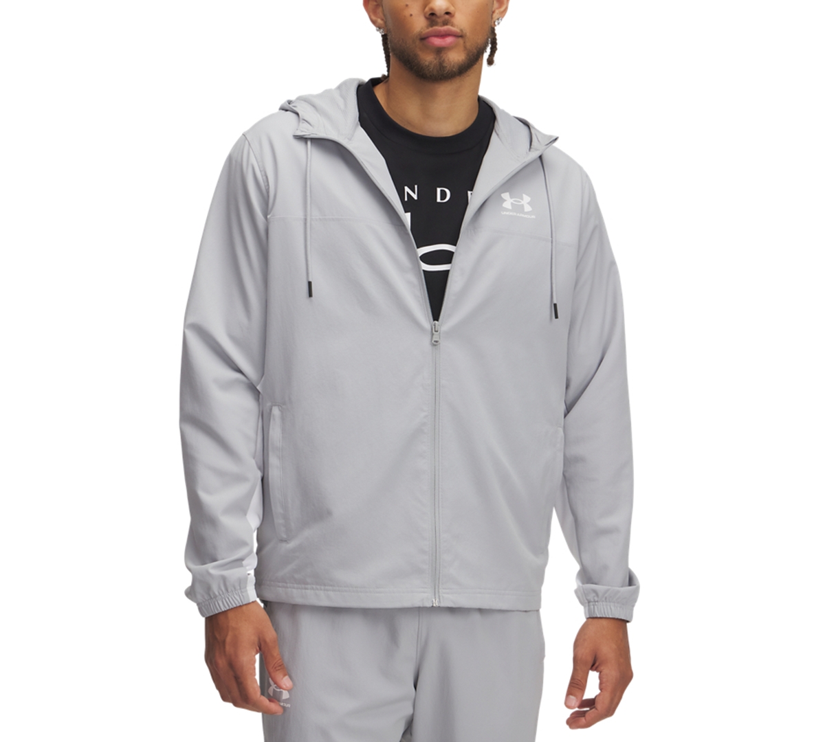 Under Armour Men's Rival Woven Windbreaker In Mod Gray,castlerock,whit