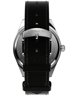 Men's Analog Black Leather Strap Watch, 41mm