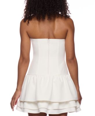 Juniors' Strapless Layered-Hem Fit & Flare Dress
