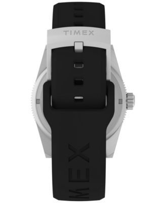 Men's Analog Black Rubber Strap Watch, 41mm