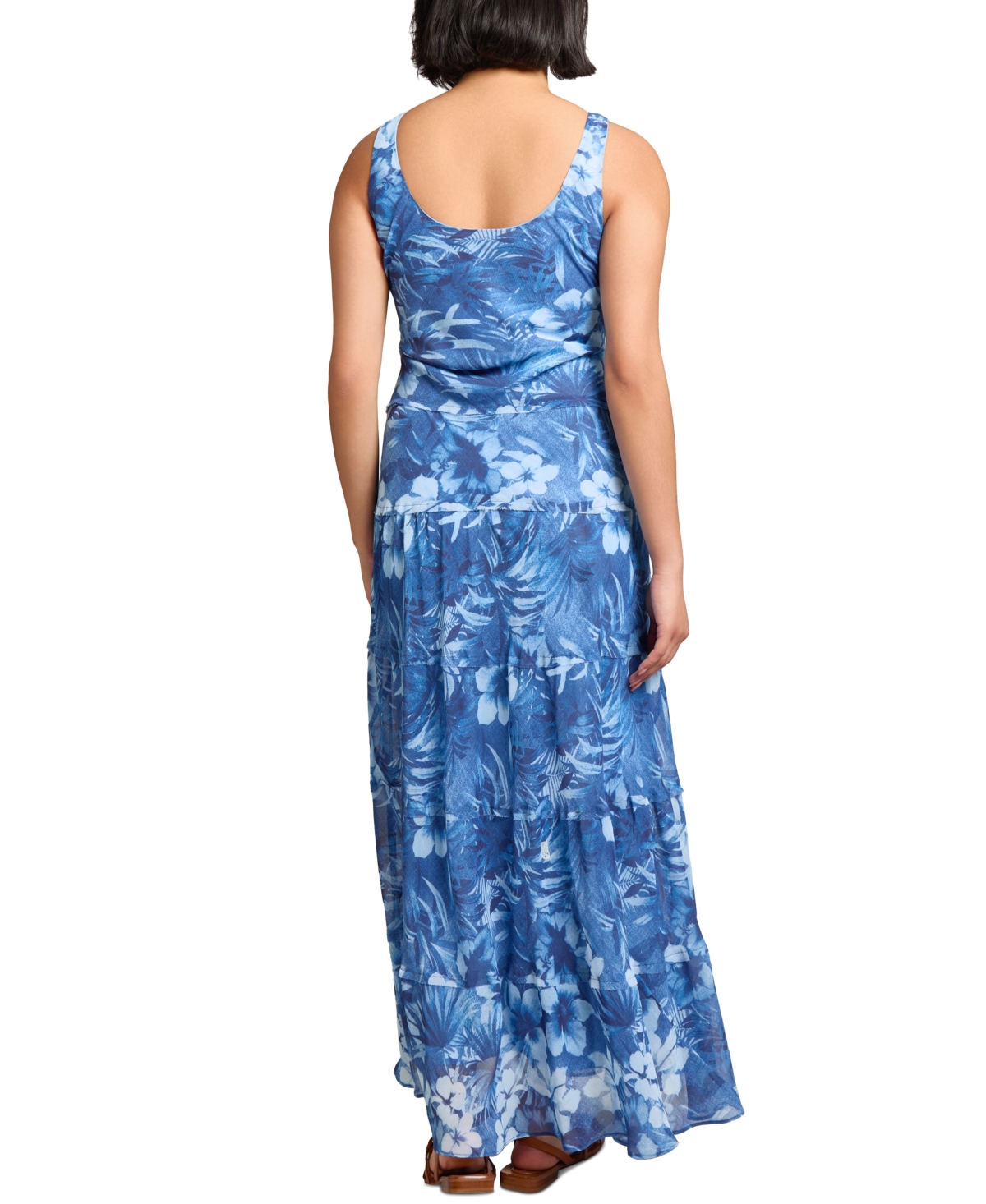 Jones New York Print Sleeveless Chiffon Maxi Dress In Blue