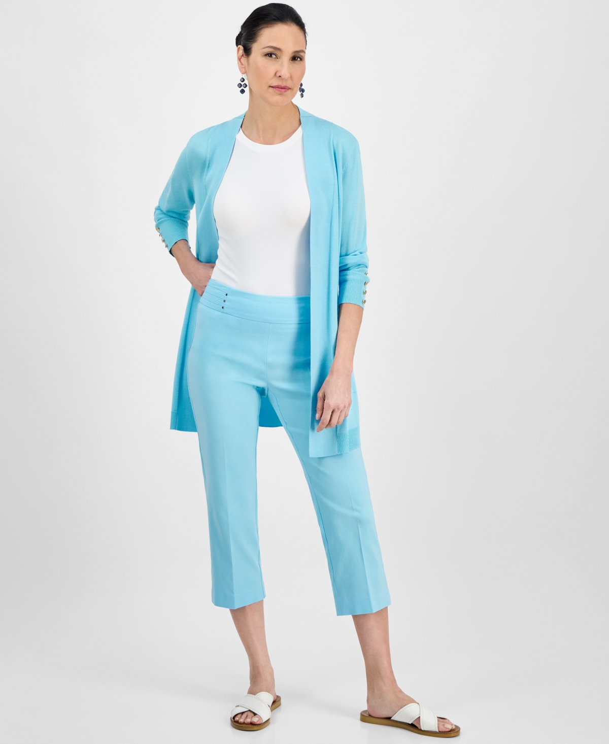 Women's Pull-On Capri Tummy-Control Pants, Exclusively at Macy's - Lunar Grey