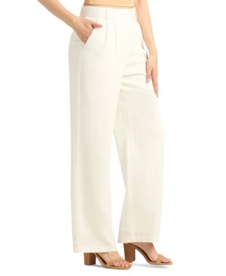 Juniors' Pleat-Front Mid-Rise Wide-Leg Pants