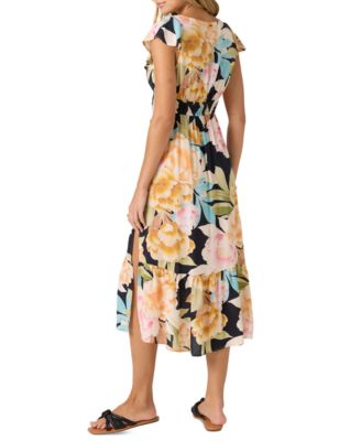 Juniors' Zetta Short-Sleeve V-Neck Midi Dress