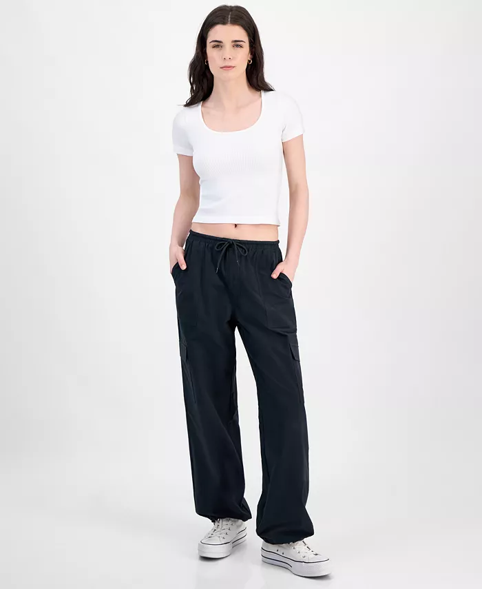 Juniors' Drawstring Cargo Parachute Jeans