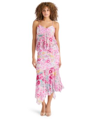 Women's Floral-Print Handkerchief-Hem Sleeveless Top