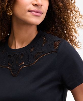 Women's Cotton Eyelet Short-Sleeve T-Shirt, Exclusively at Macy's