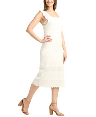 Juniors' Crochet Square-Neck Sleeveless Sweater Dress