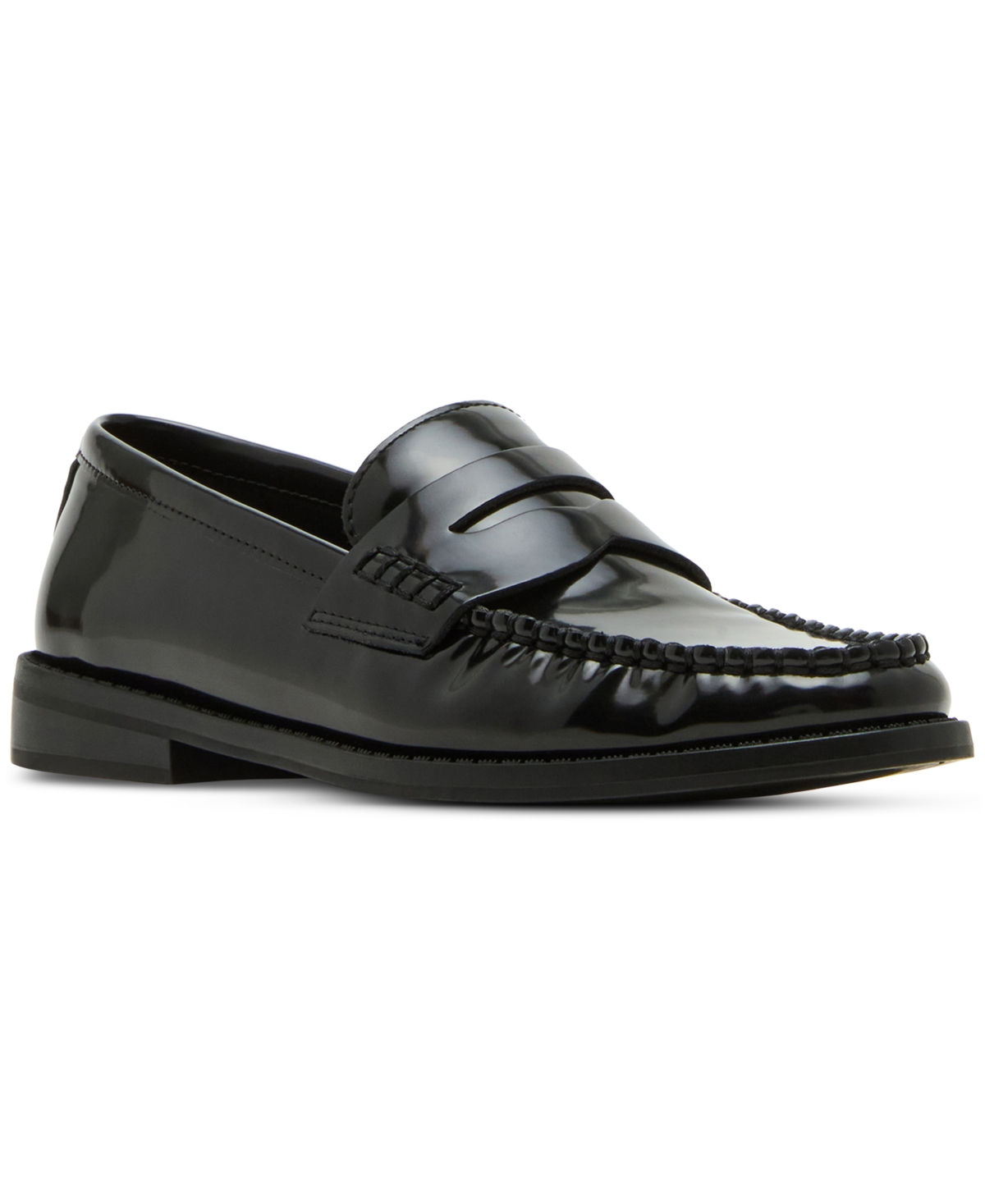 Madden Girl Prep Moc-Toe Tailored Loafer Flats - Black Box