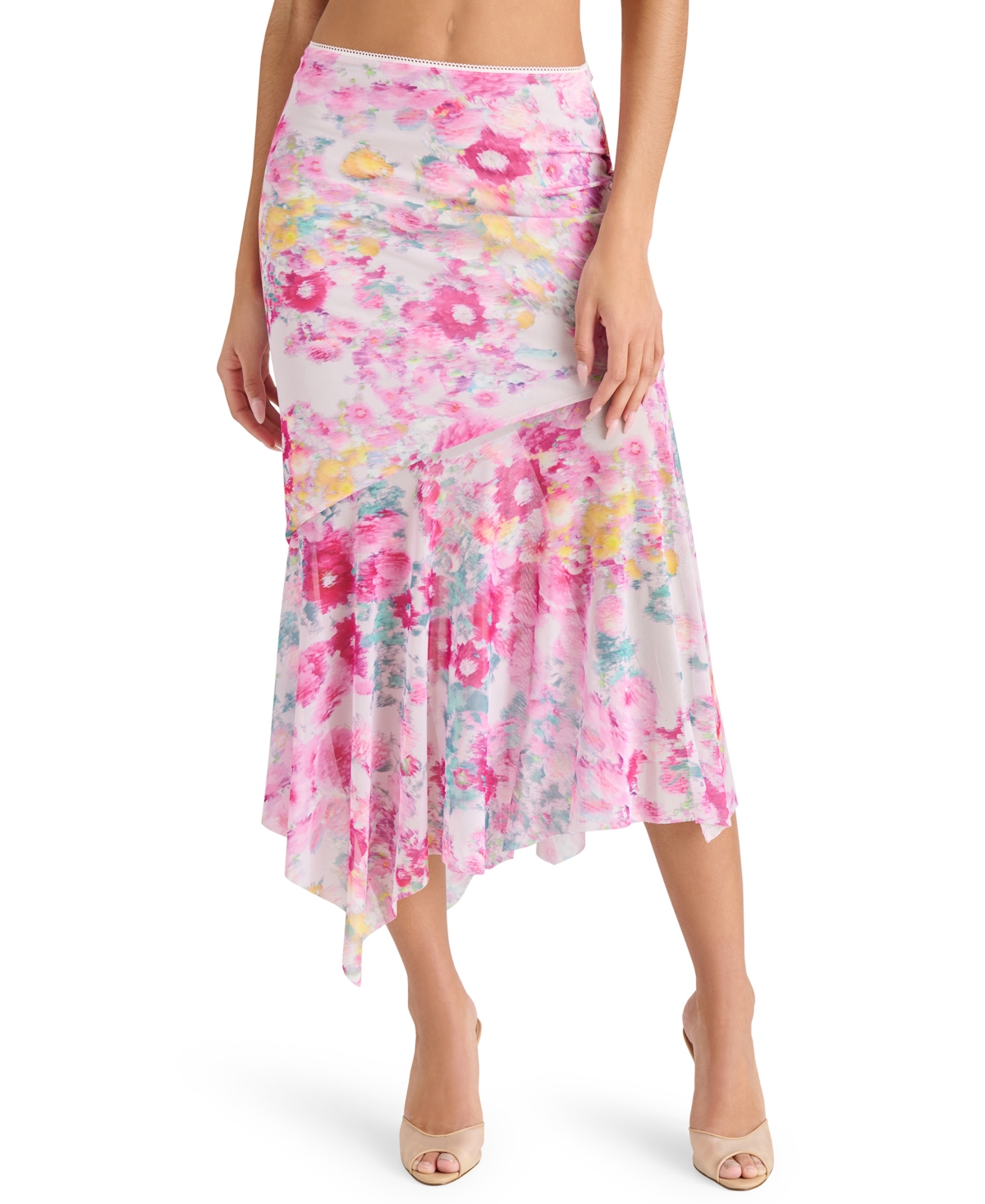 Women's Lacie Printed Asymmetric Midi Skirt - Pink Hydrangea