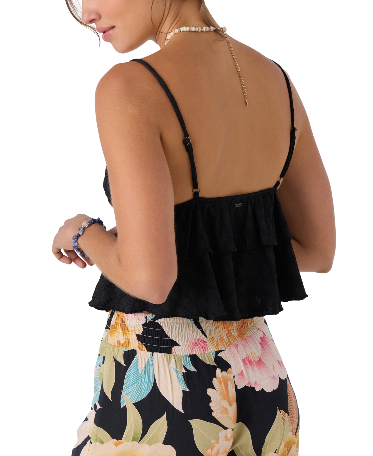 Shop O'neill Juniors' Chloey Sleeveless Flowy Tank Top In Black