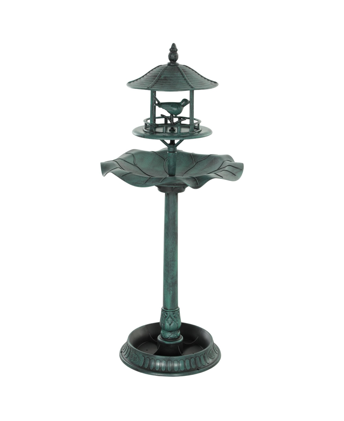 3-in-1 Outdoor Pedestal Bird Bath Feeder Planter Decor - - Antique gold (bronze)