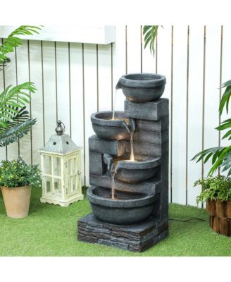 Outdoor Water Fountain with Lights, Outdoor Waterfall,