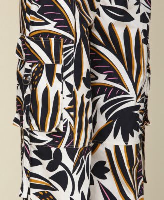 Women's Printed Linen-Blend Cargo Pants