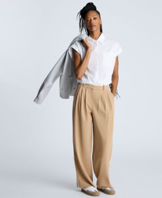 Kenneth Cole - Women's Tipped Wide-Leg Pleated Pants