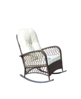 Streamdale Outdoor wicker rocking chair with cushion, Patio, garden, backyard, Beige