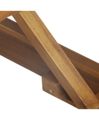 Streamdale Acacia Wood Chaise Lounge with Cushion - Teak Finish