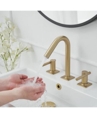 8 in. Widespread Double Handle High-Arc Bathroom Faucet Water-Saving With Drain Kit In Brushed Nickel