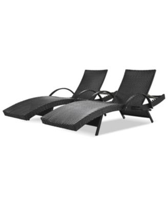Streamdale Outdoor Wicker Chaise Lounge Set, Reclining, Adjustable, with Side Table, Black