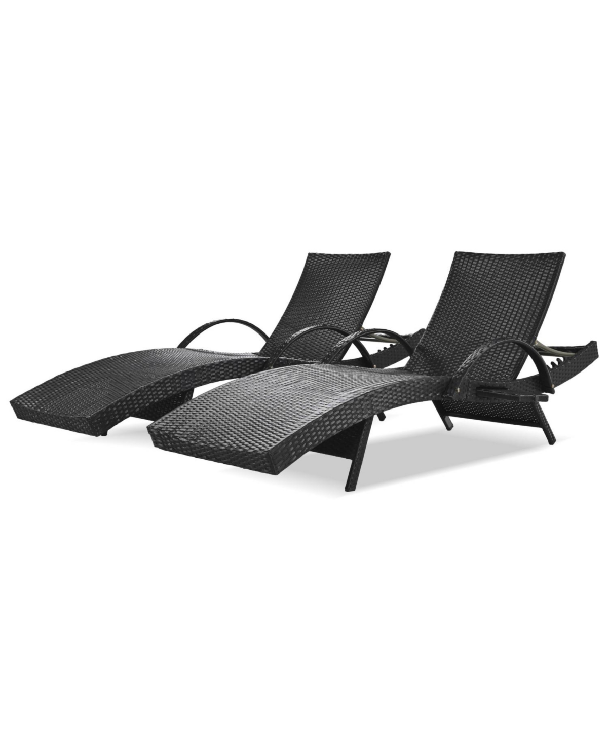 Streamdale Outdoor Wicker Chaise Lounge Set, Reclining, Adjustable, with Side Table, Black