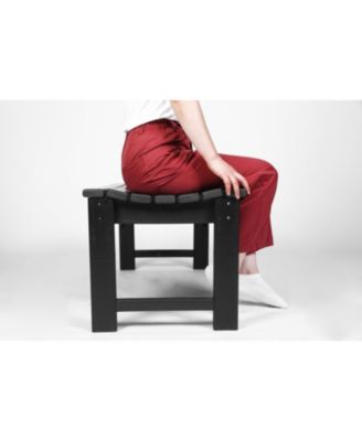 Streamdale Black, backless HDPE Adirondack bench, Wood texture, all-weather, UV protected