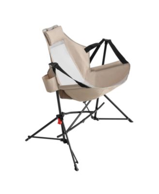 Streamdale 2x Folding Hammock Rocking Chairs, Portable, Adjustable, with Bag - Khaki