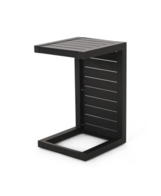 Modern Matte Aluminum C-Shaped Outdoor Side Table