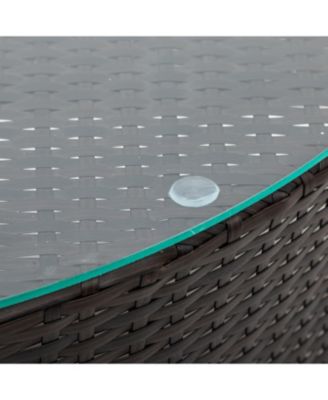 Streamdale 5-Piece Brown Wicker Patio Half-Moon Sofa Set with Gray Cushions