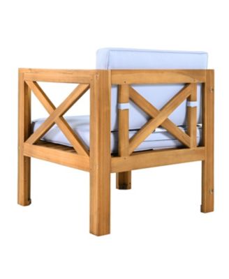 Streamdale Outdoor 5-Piece Wood Sectional Sofa, Natural/Gray