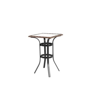 Streamdale 3-Piece Outdoor Rattan Bar Set, Glass Table, Wicker Stools, Brown