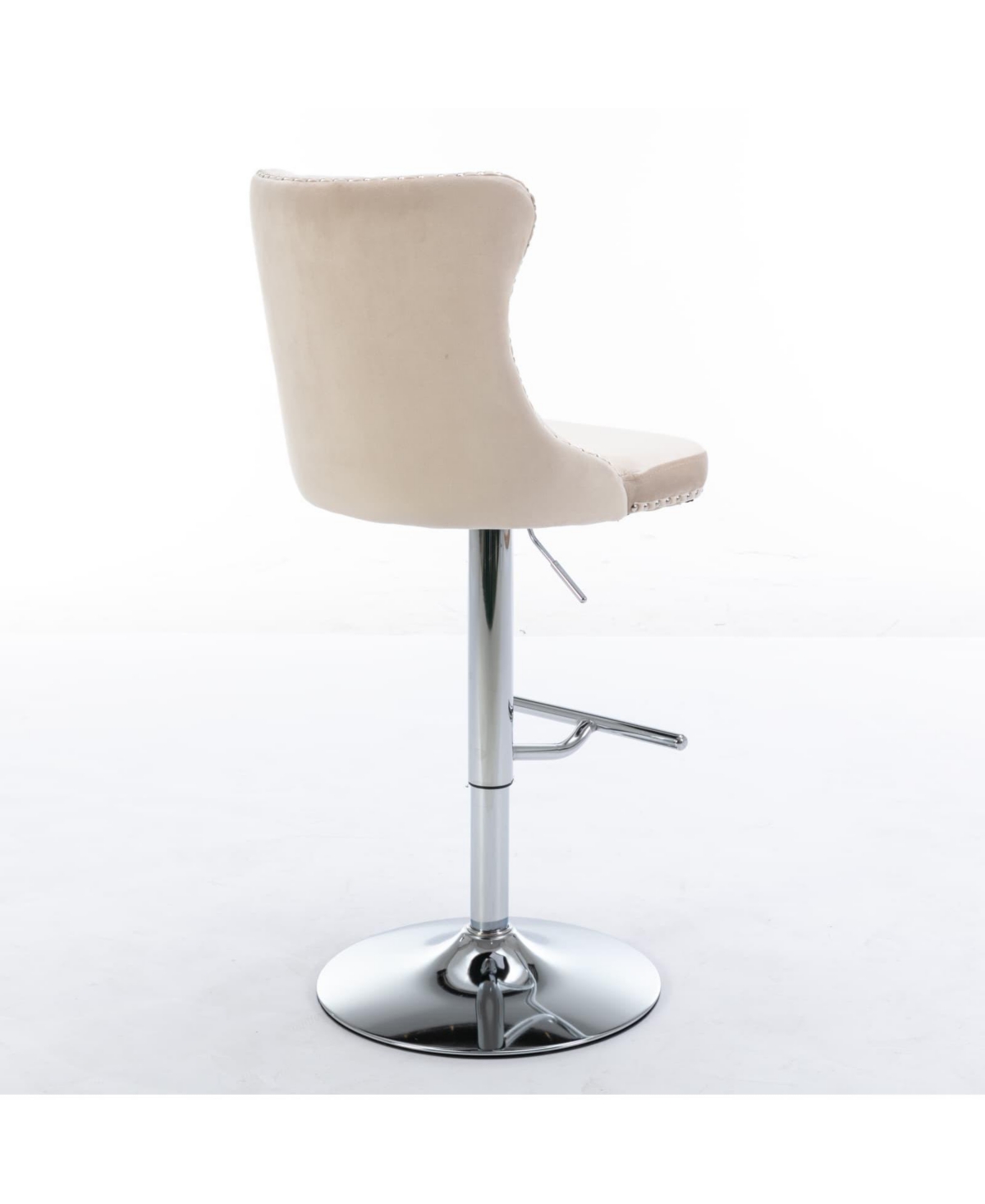 Set of 2 Swivel Velvet Barstools Adjustable Height Upholstered Bar Stools with Tufted Back Chrome Base for Kitchen Island Home Pub-The Pop