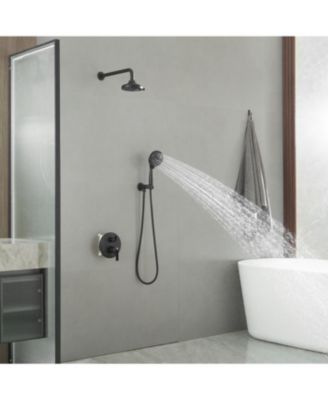 Single Handle 2-Spray Shower Faucet Set 1.8 GPM with Valve Dual Handheld Shower Head with High Pressure in Matte Black